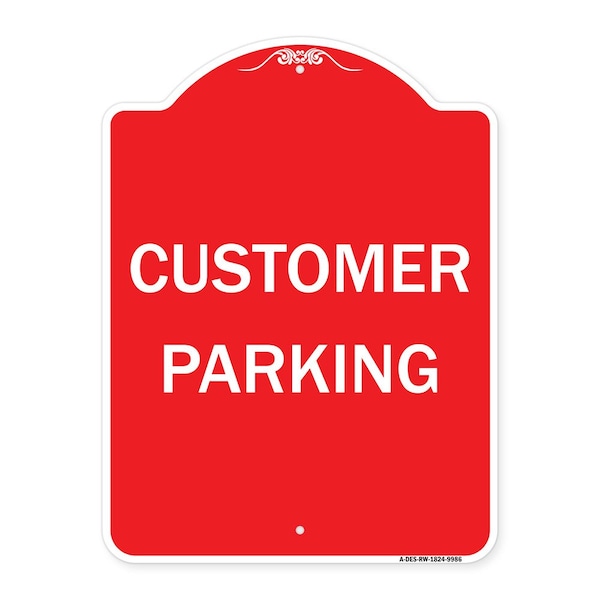 Signmission Designer Series Customer Parking, Red & White Heavy-Gauge Aluminum Sign, 24" x 18", RW-1824-9986 A-DES-RW-1824-9986 - main